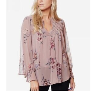 ASTR the Label Blouse & Tank Set M Floral Dusty Rose Fairy Whimsy Cottage Sheer